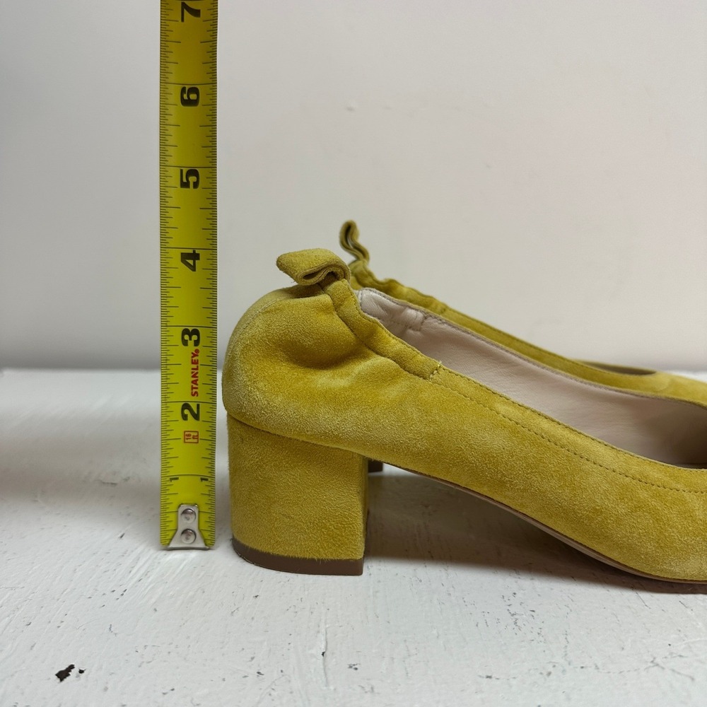 EVERLANE Day Heel Yellow Suede Gathered Elastic Block Heel Pumps Women 6.5 Italy - Picture 10 of 10
